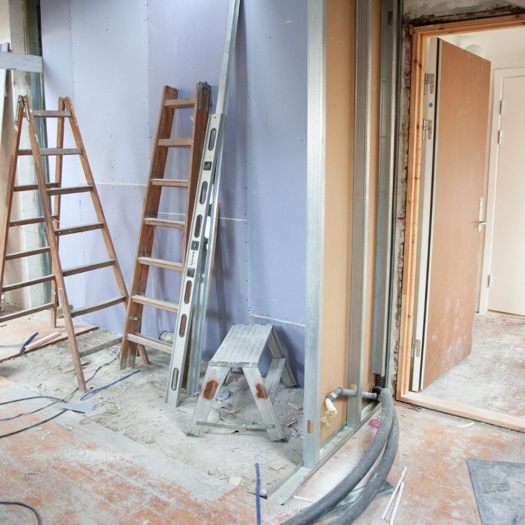 A construction site that poses health risks from drywall dust