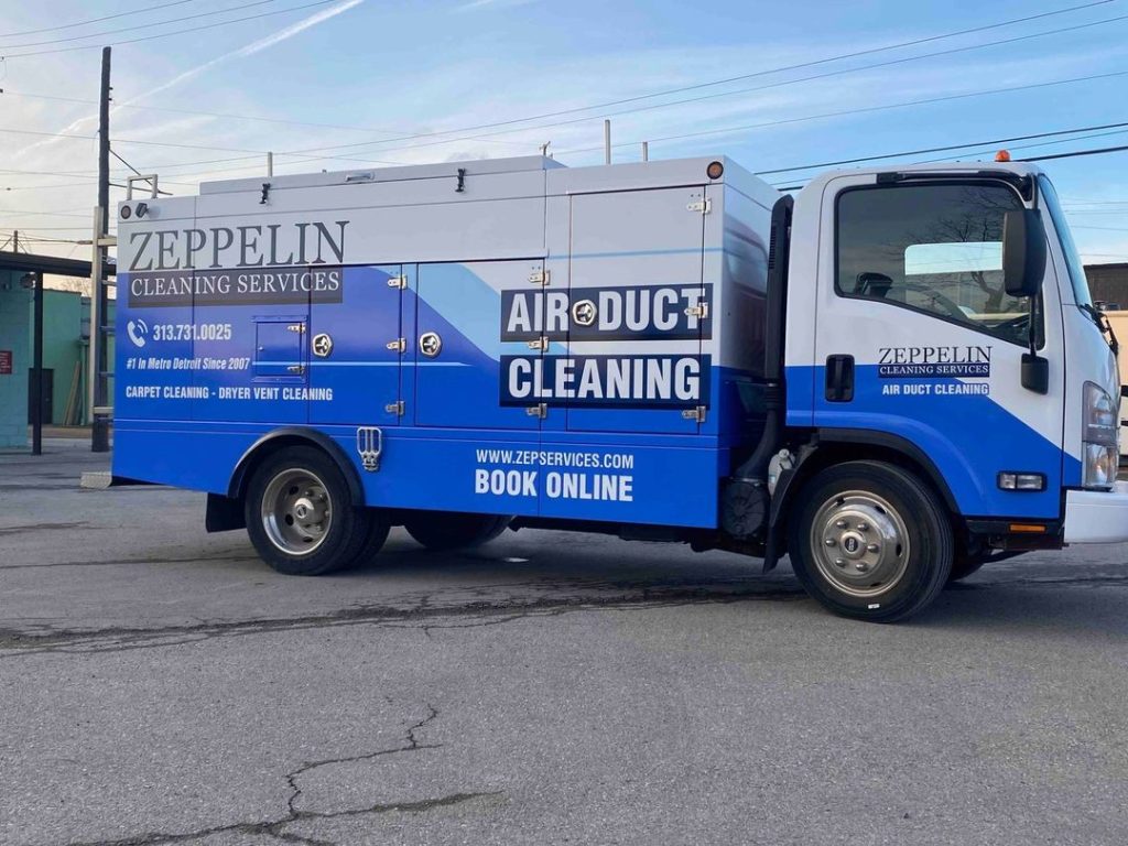 Zeppelin professional air duct cleaning truck in Bloomfield, Michigan