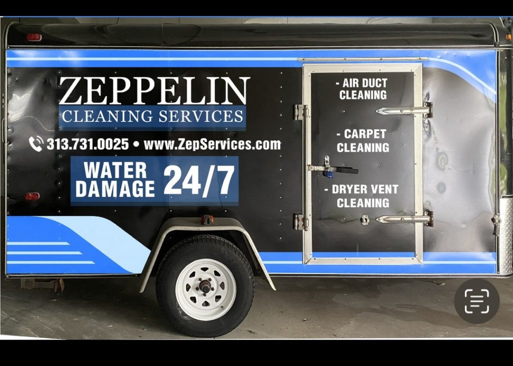 Zeppelin truck used when helping with water damage insurance claims